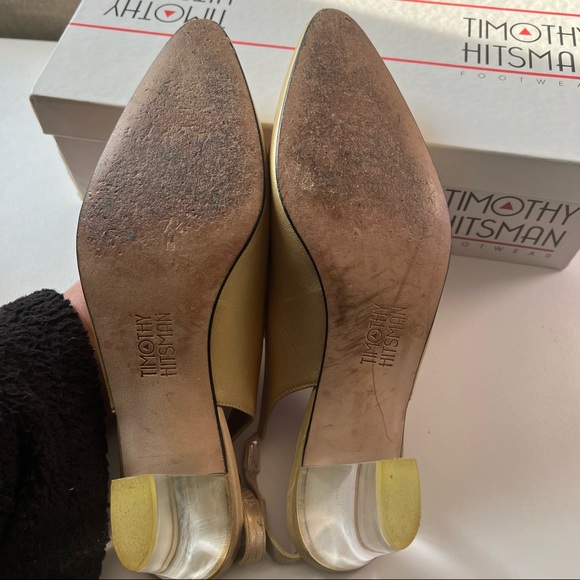 Timothy Hitsman Vintage Clear Heel Gold pointy toe sling back pump 7.5 - Picture 4 of 11